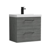 Wall Hung 2 Drawer Vanity Unit with Mid-Edge Ceramic Basin - Choice of Colour, Handle Finish and Size