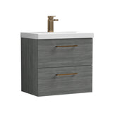 Wall Hung 2 Drawer Vanity Unit with Mid-Edge Ceramic Basin - Choice of Colour, Handle Finish and Size