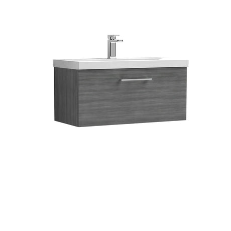 Bramshall Wall Hung 1 Drawer Vanity Unit with Mid-Edge Ceramic Basin - Choice of Colour, Handle Finish and Size
