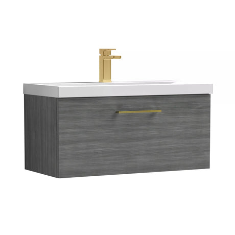 Bramshall Wall Hung 1 Drawer Vanity Unit with Mid-Edge Ceramic Basin - Choice of Colour, Handle Finish and Size
