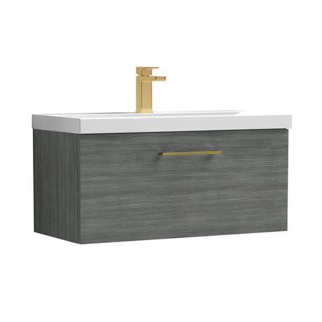 Wall Hung 1 Drawer Vanity Unit with Mid-Edge Ceramic Basin - Choice of Colour, Handle Finish and Size