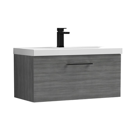 Bramshall Wall Hung 1 Drawer Vanity Unit with Mid-Edge Ceramic Basin - Choice of Colour, Handle Finish and Size