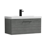 Wall Hung 1 Drawer Vanity Unit with Mid-Edge Ceramic Basin - Choice of Colour, Handle Finish and Size