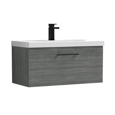 Wall Hung 1 Drawer Vanity Unit with Mid-Edge Ceramic Basin - Choice of Colour, Handle Finish and Size