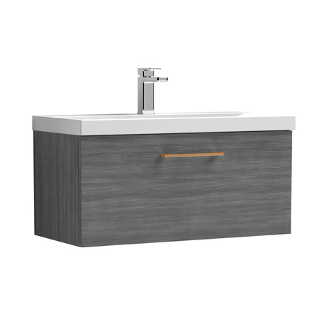Bramshall Wall Hung 1 Drawer Vanity Unit with Mid-Edge Ceramic Basin - Choice of Colour, Handle Finish and Size