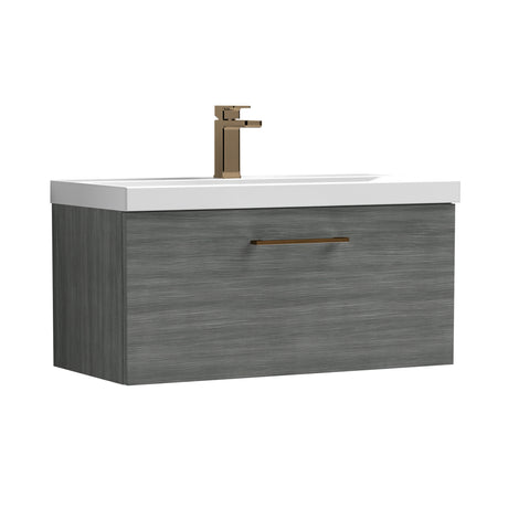 Wall Hung 1 Drawer Vanity Unit with Mid-Edge Ceramic Basin - Choice of Colour, Handle Finish and Size