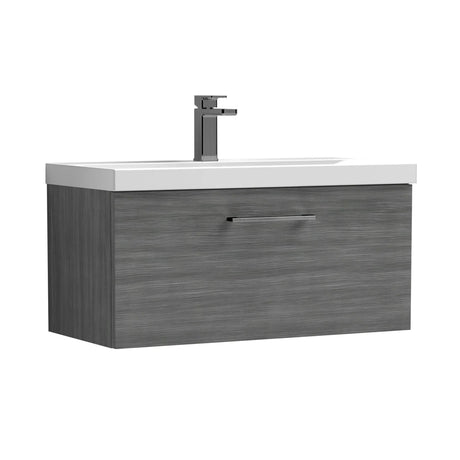 Bramshall Wall Hung 1 Drawer Vanity Unit with Mid-Edge Ceramic Basin - Choice of Colour, Handle Finish and Size