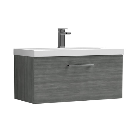 Wall Hung 1 Drawer Vanity Unit with Mid-Edge Ceramic Basin - Choice of Colour, Handle Finish and Size