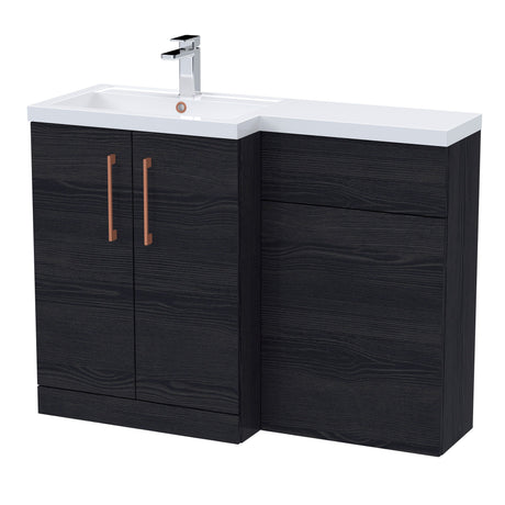 Bathroom Combination Vanity Unit with Basin & WC, Left Hand, 1100mm x 390mm - Choice of Colour and Handle Finish