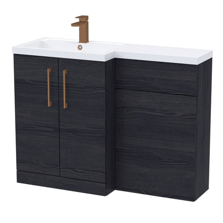 Bathroom Combination Vanity Unit with Basin & WC, Left Hand, 1100mm x 390mm - Choice of Colour and Handle Finish