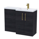 Bathroom Combination Vanity Unit with Basin & WC, Right Hand, 1100mm x 390mm - Choice of Colour and Handle Finish