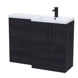 Bathroom Combination Vanity Unit with Basin & WC, Right Hand, 1100mm x 390mm - Choice of Colour and Handle Finish