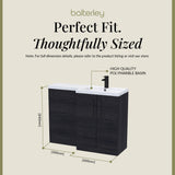 Bathroom Combination Vanity Unit with Basin & WC, Right Hand, 1100mm x 390mm - Choice of Colour and Handle Finish