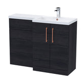 Bathroom Combination Vanity Unit with Basin & WC, Right Hand, 1100mm x 390mm - Choice of Colour and Handle Finish