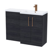 Bathroom Combination Vanity Unit with Basin & WC, Right Hand, 1100mm x 390mm - Choice of Colour and Handle Finish