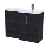 Bathroom Combination Vanity Unit with Basin & WC, Right Hand, 1100mm x 390mm - Choice of Colour and Handle Finish