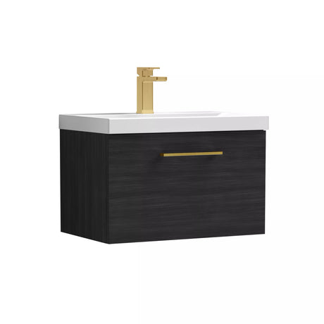 Bramshall Wall Hung 1 Drawer Vanity Unit with Mid-Edge Ceramic Basin - Choice of Colour, Handle Finish and Size
