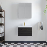 Wall Hung 1 Drawer Vanity Unit with Mid-Edge Ceramic Basin - Choice of Colour, Handle Finish and Size