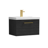 Wall Hung 1 Drawer Vanity Unit with Mid-Edge Ceramic Basin - Choice of Colour, Handle Finish and Size