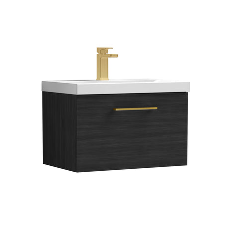 Wall Hung 1 Drawer Vanity Unit with Mid-Edge Ceramic Basin - Choice of Colour, Handle Finish and Size