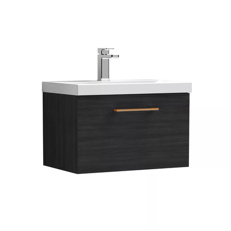 Bramshall Wall Hung 1 Drawer Vanity Unit with Mid-Edge Ceramic Basin - Choice of Colour, Handle Finish and Size