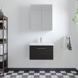 Wall Hung 1 Drawer Vanity Unit with Mid-Edge Ceramic Basin - Choice of Colour, Handle Finish and Size