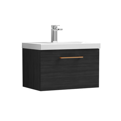 Wall Hung 1 Drawer Vanity Unit with Mid-Edge Ceramic Basin - Choice of Colour, Handle Finish and Size