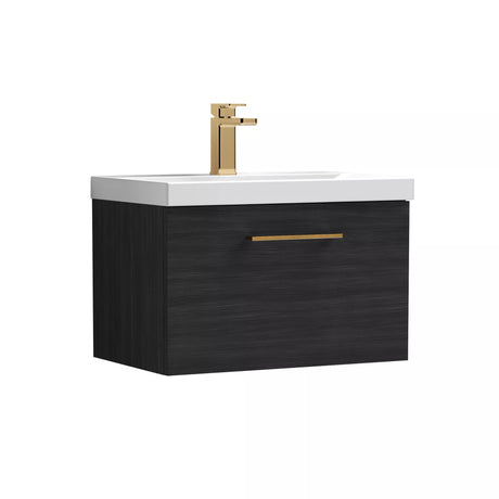 Bramshall Wall Hung 1 Drawer Vanity Unit with Mid-Edge Ceramic Basin - Choice of Colour, Handle Finish and Size