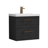 Wall Hung 2 Drawer Vanity Unit with Mid-Edge Ceramic Basin - Choice of Colour, Handle Finish and Size