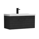 Wall Hung 1 Drawer Vanity Unit with Mid-Edge Ceramic Basin - Choice of Colour, Handle Finish and Size