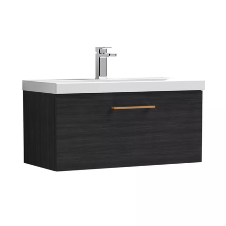 Bramshall Wall Hung 1 Drawer Vanity Unit with Mid-Edge Ceramic Basin - Choice of Colour, Handle Finish and Size