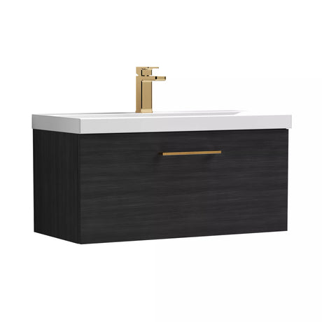 Bramshall Wall Hung 1 Drawer Vanity Unit with Mid-Edge Ceramic Basin - Choice of Colour, Handle Finish and Size