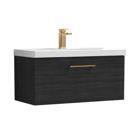 Wall Hung 1 Drawer Vanity Unit with Mid-Edge Ceramic Basin - Choice of Colour, Handle Finish and Size