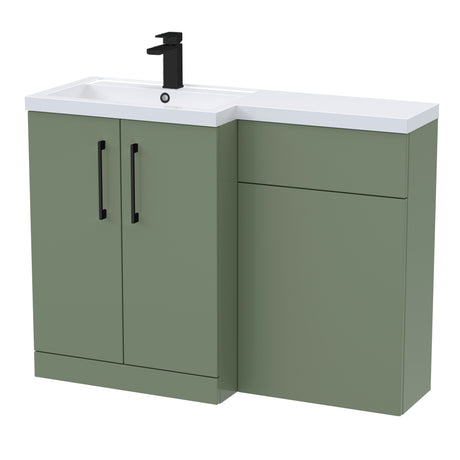 Bathroom Combination Vanity Unit with Basin & WC, Left Hand, 1100mm x 390mm - Choice of Colour and Handle Finish