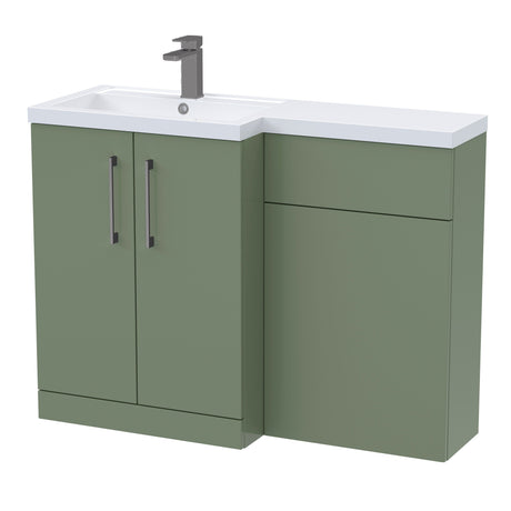 Bathroom Combination Vanity Unit with Basin & WC, Left Hand, 1100mm x 390mm - Choice of Colour and Handle Finish