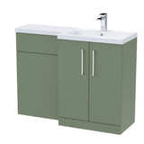 Bathroom Combination Vanity Unit with Basin & WC, Right Hand, 1100mm x 390mm - Choice of Colour and Handle Finish