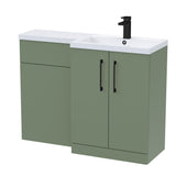 Bathroom Combination Vanity Unit with Basin & WC, Right Hand, 1100mm x 390mm - Choice of Colour and Handle Finish