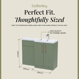 Bathroom Combination Vanity Unit with Basin & WC, Right Hand, 1100mm x 390mm - Choice of Colour and Handle Finish