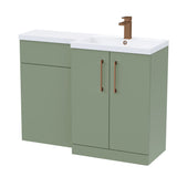 Bathroom Combination Vanity Unit with Basin & WC, Right Hand, 1100mm x 390mm - Choice of Colour and Handle Finish