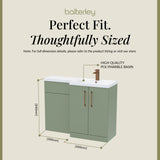 Bathroom Combination Vanity Unit with Basin & WC, Right Hand, 1100mm x 390mm - Choice of Colour and Handle Finish