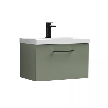 Bramshall Wall Hung 1 Drawer Vanity Unit with Mid-Edge Ceramic Basin - Choice of Colour, Handle Finish and Size