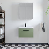 Wall Hung 1 Drawer Vanity Unit with Mid-Edge Ceramic Basin - Choice of Colour, Handle Finish and Size