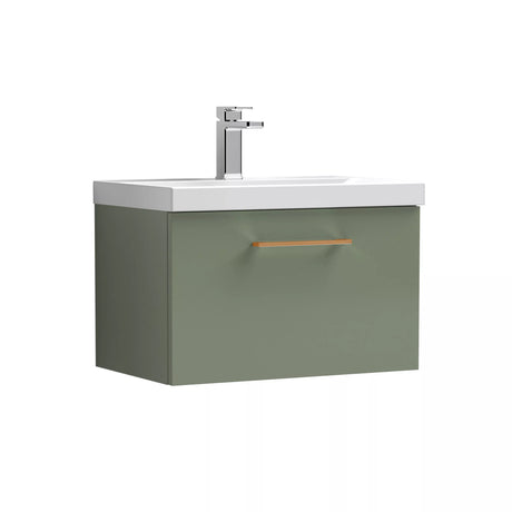 Bramshall Wall Hung 1 Drawer Vanity Unit with Mid-Edge Ceramic Basin - Choice of Colour, Handle Finish and Size