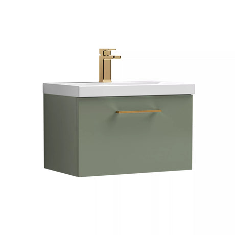 Bramshall Wall Hung 1 Drawer Vanity Unit with Mid-Edge Ceramic Basin - Choice of Colour, Handle Finish and Size