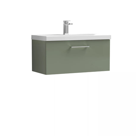 Bramshall Wall Hung 1 Drawer Vanity Unit with Mid-Edge Ceramic Basin - Choice of Colour, Handle Finish and Size