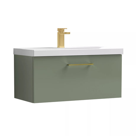 Bramshall Wall Hung 1 Drawer Vanity Unit with Mid-Edge Ceramic Basin - Choice of Colour, Handle Finish and Size