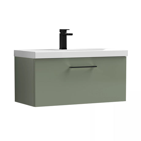 Bramshall Wall Hung 1 Drawer Vanity Unit with Mid-Edge Ceramic Basin - Choice of Colour, Handle Finish and Size