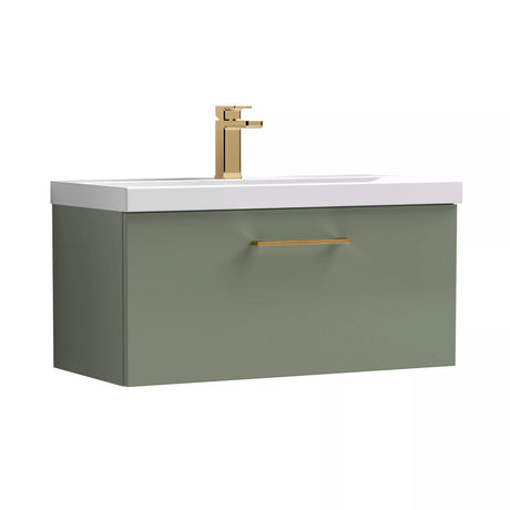 Bramshall Wall Hung 1 Drawer Vanity Unit with Mid-Edge Ceramic Basin - Choice of Colour, Handle Finish and Size