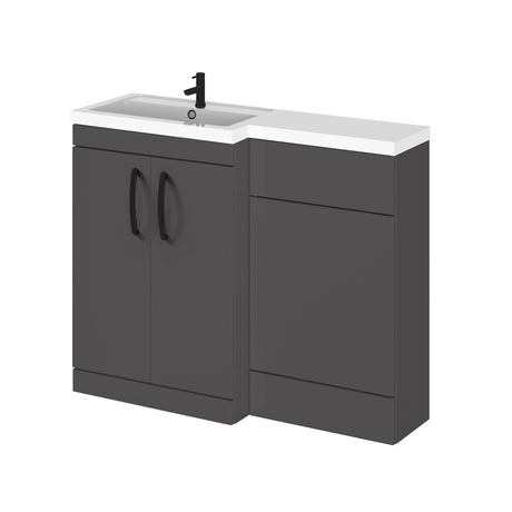 Bathroom Combination Vanity Unit with Basin & WC, Left Hand, 1100mm x 390mm - Choice of Colour and Handle Finish