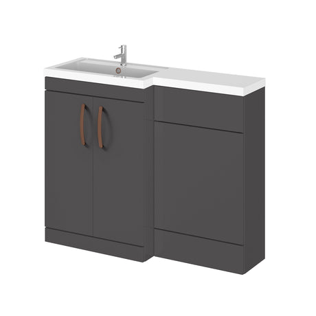 Bathroom Combination Vanity Unit with Basin & WC, Left Hand, 1100mm x 390mm - Choice of Colour and Handle Finish